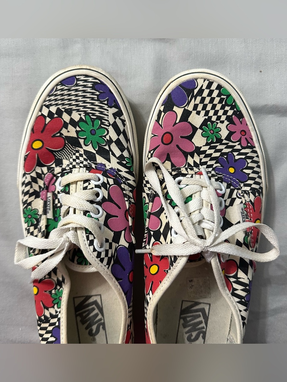 Vans Authentic Checkerboard Floral Shoes Womens 9.5 Mens 8 Multicolor Sneakers